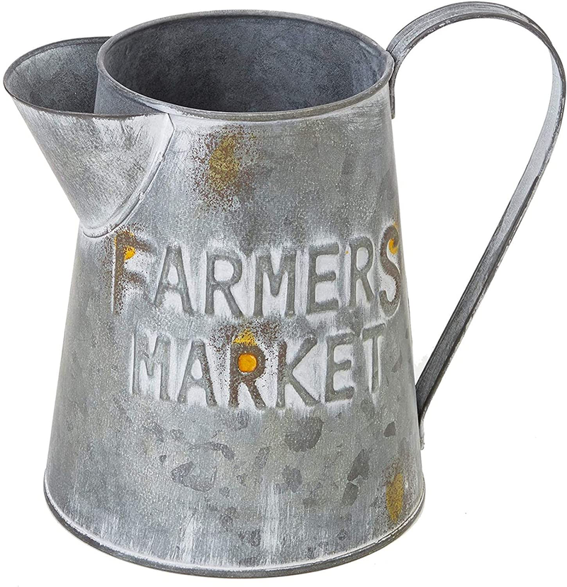 Galvanized Metal Jug Planter, Farmers Market (5 x 6.25 Inches) Home & Garden > Decor > Vases Juvale   
