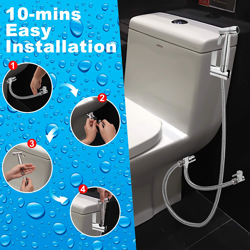 H.E Home Bidet Sprayer for Toilet a Perfect Cloth Diaper Sprayer Easy to Install and Leak Proof Hose with Complete Jet Spray Kit. High Pressure Toilet Sprayer Sporting Goods > Outdoor Recreation > Camping & Hiking > Portable Toilets & Showers H.E-Home   