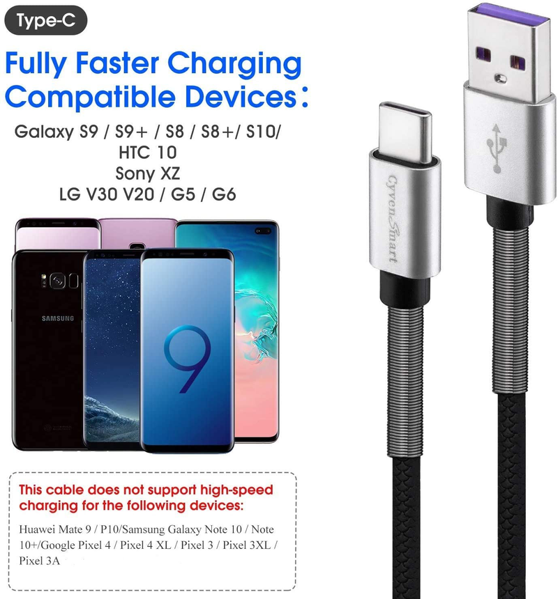 CyvenSmart [3 Pack 6ft] Compatible with Samsung Galaxy S10 S9 S8 Plus Cord Charger(3A Fast Charging), TPE USB C Cable,USB A to Type C Replacement for Samsung A10/A20/A51/Note 9/8,LG V50 V40 G8 G7 Electronics > Electronics Accessories > Power > Power Adapters & Chargers CyvenSmart   