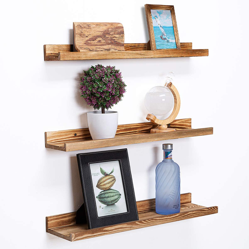 Set of 2 Picture Display Wall Ledge Shelf, Floating Shelves for Home Decoration ( Rustic Wood, 24 Length) Furniture > Shelving > Wall Shelves & Ledges AZSKY 24in set 3  