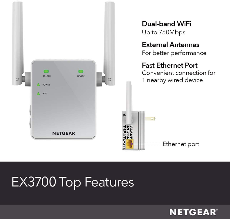 NETGEAR Wi-Fi Range Extender EX3700 - Coverage up to 1000 Sq Ft and 15 Devices with AC750 Dual Band Wireless Signal Booster & Repeater (Up to 750Mbps Speed), and Compact Wall Plug Design Sporting Goods > Outdoor Recreation > Camping & Hiking > Camping Tools Netgear Inc   