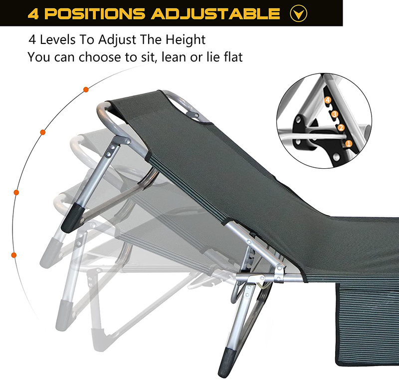 Oeyal Adjustable 4-Position Camping Cot Folding Cot Cots for Camping Portable Strong Heavy Duty Travel Camp Cots with Side Bag for Home/Office Nap and Beach Vacation (Silver) Sporting Goods > Outdoor Recreation > Camping & Hiking > Camp Furniture Oeyal   