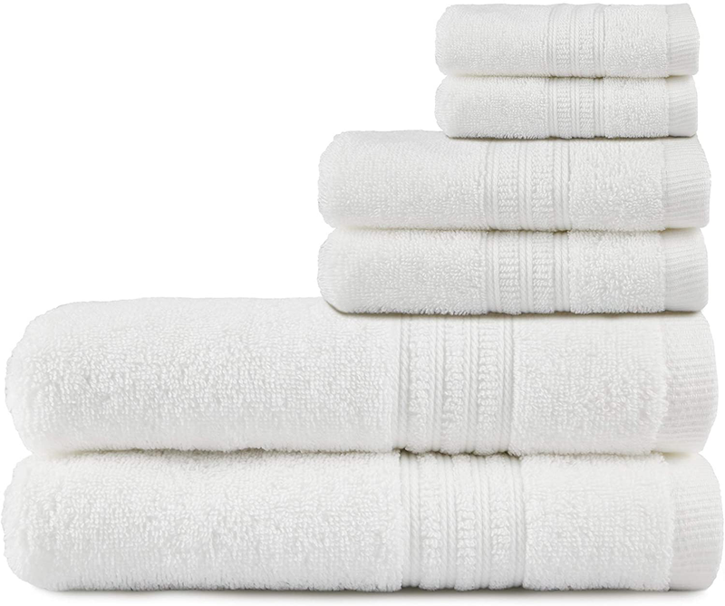 TRIDENT Soft and Plush, 100% Cotton, Highly Absorbent, Bathroom Towels, Super Soft, 6 Piece Towel Set (2 Bath Towels, 2 Hand Towels, 2 Washcloths), 500 GSM, Charcoal Home & Garden > Linens & Bedding > Towels TRIDENT Bright White  