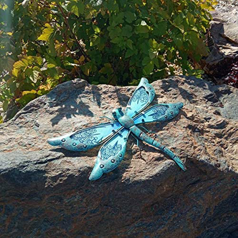 Liffy Metal Dragonfly Garden Wall Decor Outdoor Glass Fence Art Outside Hanging Decorations for Living Room, Bed Home & Garden > Decor > Artwork > Sculptures & Statues Liffy   