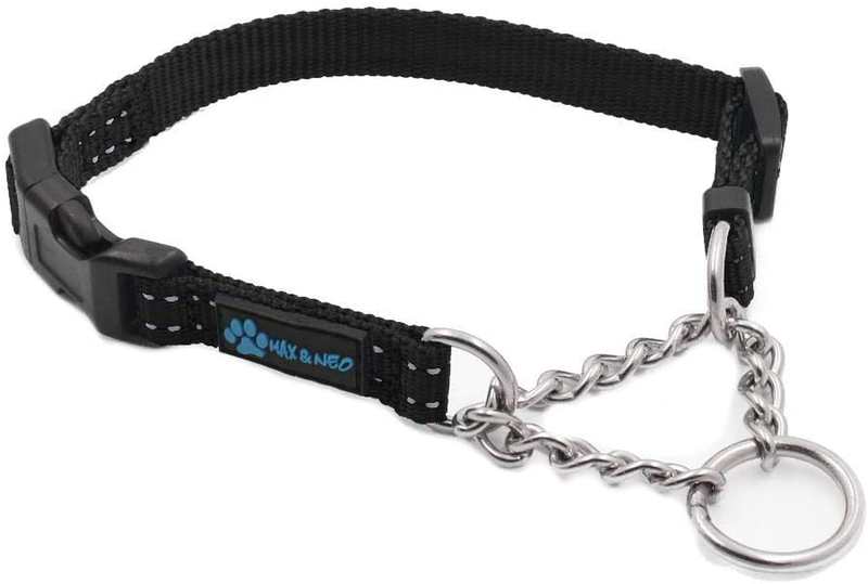 Max and Neo Stainless Steel Chain Martingale Collar - We Donate a Collar to a Dog Rescue for Every Collar Sold Animals & Pet Supplies > Pet Supplies > Dog Supplies Max and Neo BLACK X-SMALL 