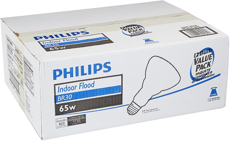 Philips BR30 Indoor Dimmable Flood Light Bulb, 620 Lumen, Soft White Light (2710K), 65-Watt, E26 Base, 12-Pack Home & Garden > Lighting > Flood & Spot Lights Philips LED   