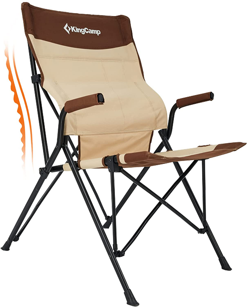 Kingcamp Lumbar Support Folding Camping Chair, Adjustable Armrest Oversized Heavy Duty Collapsible Padded Camp Chairs with Cup Holder,Pocket for Outdoor BBQ Picnic Fishing Hiking Sport Event,300Lbs Sporting Goods > Outdoor Recreation > Camping & Hiking > Camp Furniture KingCamp None-padded+hard Arm  