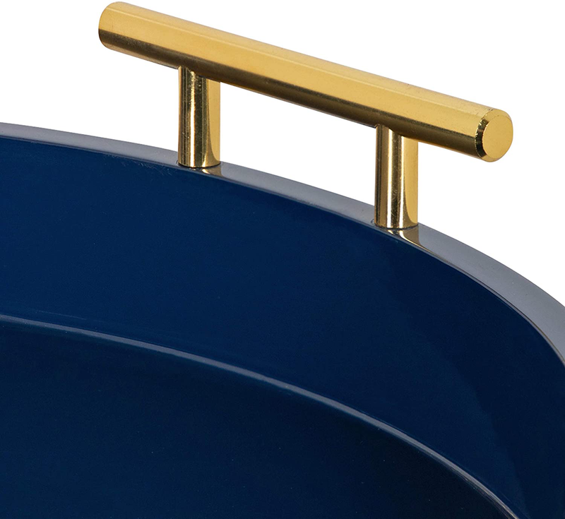 Kate and Laurel Lipton Modern Round Tray, 15.5" Diameter, Navy Blue and Gold, Decorative Accent Tray for Storage and Display Home & Garden > Decor > Decorative Trays Kate and Laurel   