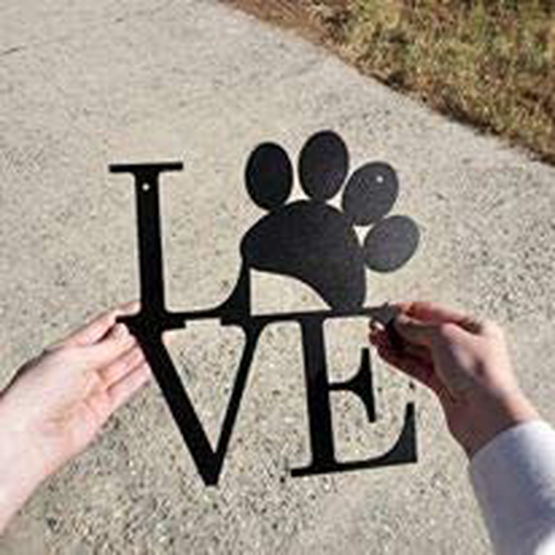 Steel Roots Decor Dog Paw Love Wall Decor Dog Lover Home Decor – Dog Mom Gifts - Dog Decor Metal Wall Art - Living Room, Bedroom or Nursery Decor - Indoor and Outdoor - Laser Cut 12 Inch (Black) Home & Garden > Decor > Artwork > Sculptures & Statues Steel Roots Decor   