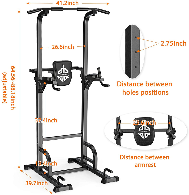Sportsroyals Power Tower Dip Station Pull Up Bar for Home Gym Strength Training Workout Equipment, 400LBS.  Sportsroyals   