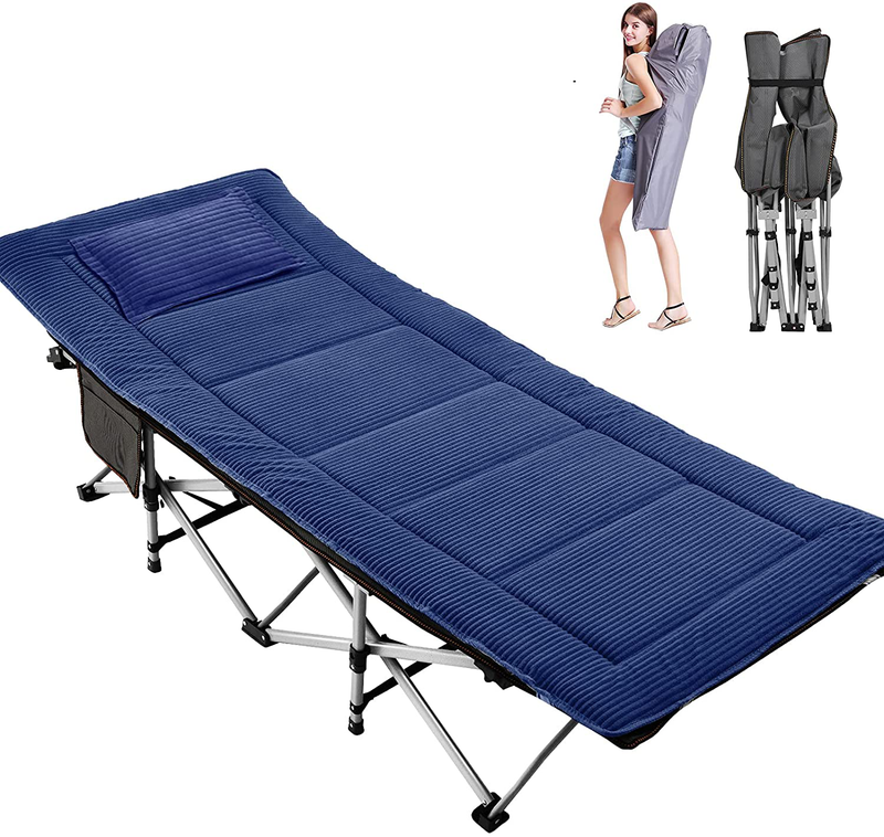 Lilypelle Folding Camping Cot, Double Layer Oxford Strong Heavy Duty Sleeping Cots with Carry Bag, Portable Travel Camp Cots for Home/Office Nap and Beach Vacation Sporting Goods > Outdoor Recreation > Camping & Hiking > Camp Furniture LILYPELLE Pure Gray Blue 75"L x 26"W 