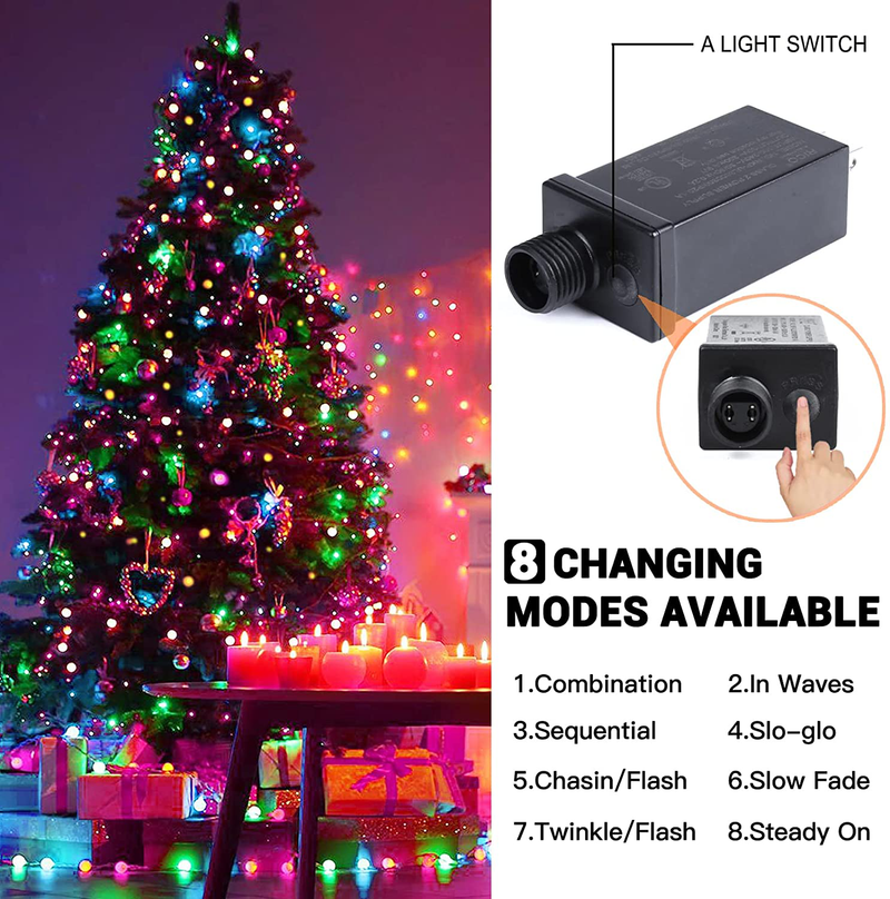 Quntis 328FT 1000 LED Christmas Tree Lights, Outdoor Indoor Multicolored Xmas String Lights 8 Modes Holiday Fairy Twinkle Decoration Lights Plug in for Home Garden Wedding Party Valentine'S Day Home & Garden > Decor > Seasonal & Holiday Decorations Quntis   