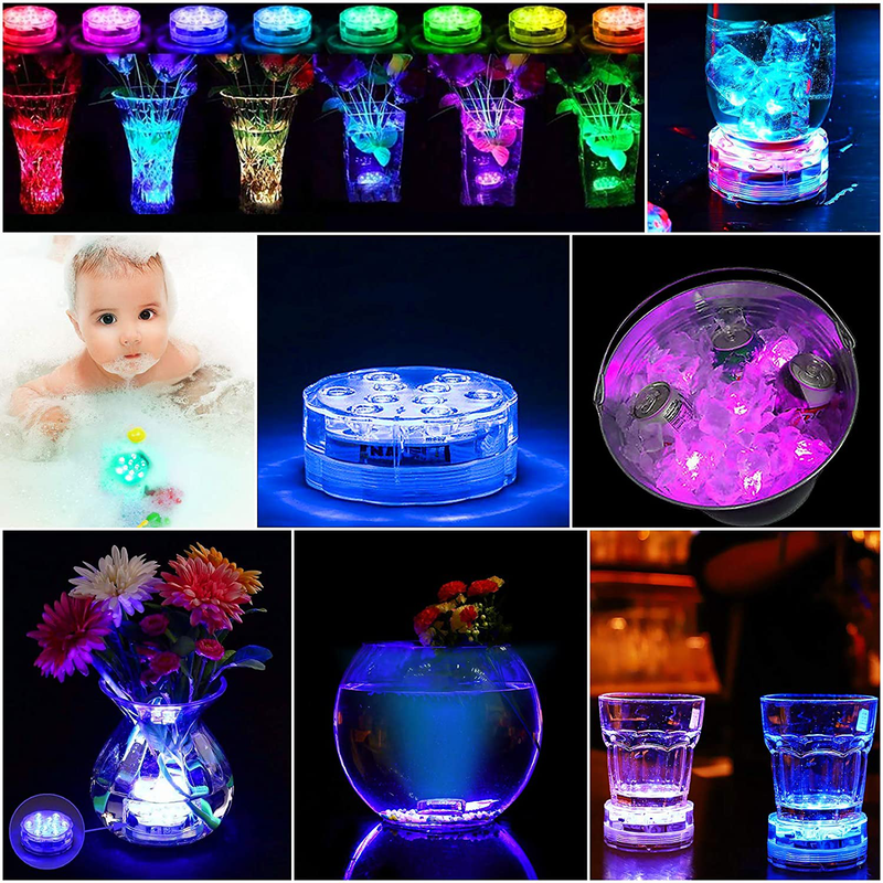 Submersible Led Lights Battery Operated Spot Lights with Remote Small Lamps Decorative Fish Bowl Light Remote Controlled Small Led Lights for Aquarium Vase Base Pond Wedding Halloween Party (4 Pack) Home & Garden > Pool & Spa > Pool & Spa Accessories YiaMia   