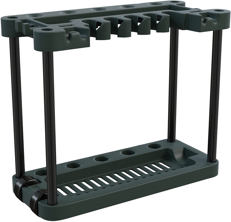 Stalwart Garden Tool Organizer – Portable Rolling Utility Rack with Wheels Holds 40 Yard Tools – Garage Organizers and Storage Home Essentials