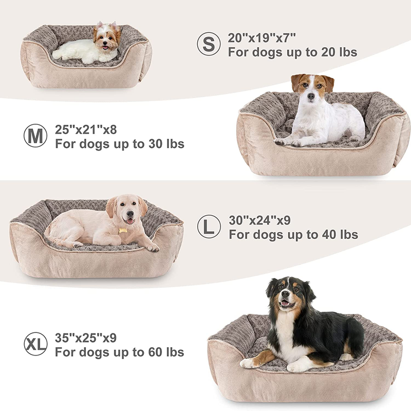 JOEJOY Rectangle Dog Bed for Large Medium Small Dogs Machine Washable Sleeping Dog Sofa Bed Non-Slip Bottom Breathable Soft Puppy Bed Durable Orthopedic Calming Pet Cuddler, Multiple Size, Beige