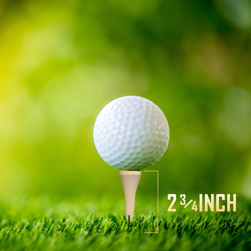 Dsenfurn 250 Pack Professional Bamboo Golf Tees 2-3/4 Inch - Free Poker Chip Ball Marker - Stronger Than Wooden Golf Tees Biodegradable & Less Friction