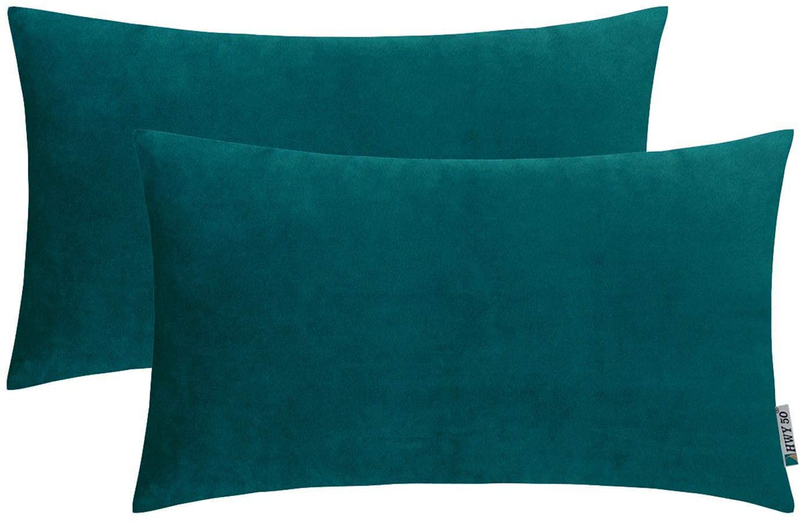 HWY 50 Deep Wine Red Burgundy Throw Pillow Covers 20X20 Inch, for Couch Bed Bedroom Living Room, Soft Cozy Velvet, Solid Decorative Square Throw Pillow Case Set Cushion Cover, Pack of 2 Home & Garden > Decor > Chair & Sofa Cushions HWY 50 Dark Teal 12x20 inch 2pcs 