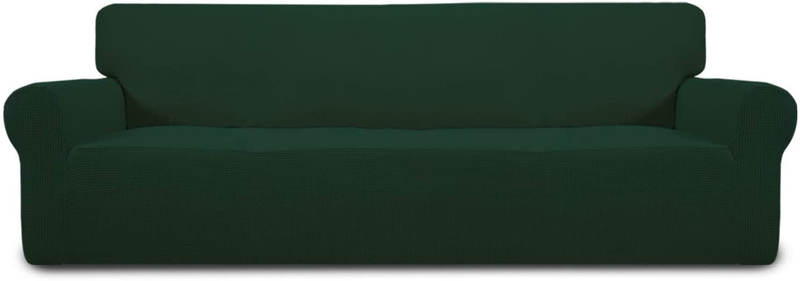 Easy-Going Stretch Sofa Slipcover 1-Piece Couch Sofa Cover Furniture Protector Soft with Elastic Bottom for Kids, Spandex Jacquard Fabric Small Checks(Sofa,Dark Gray) Home & Garden > Decor > Chair & Sofa Cushions Easy-Going Dark Green XX Large 