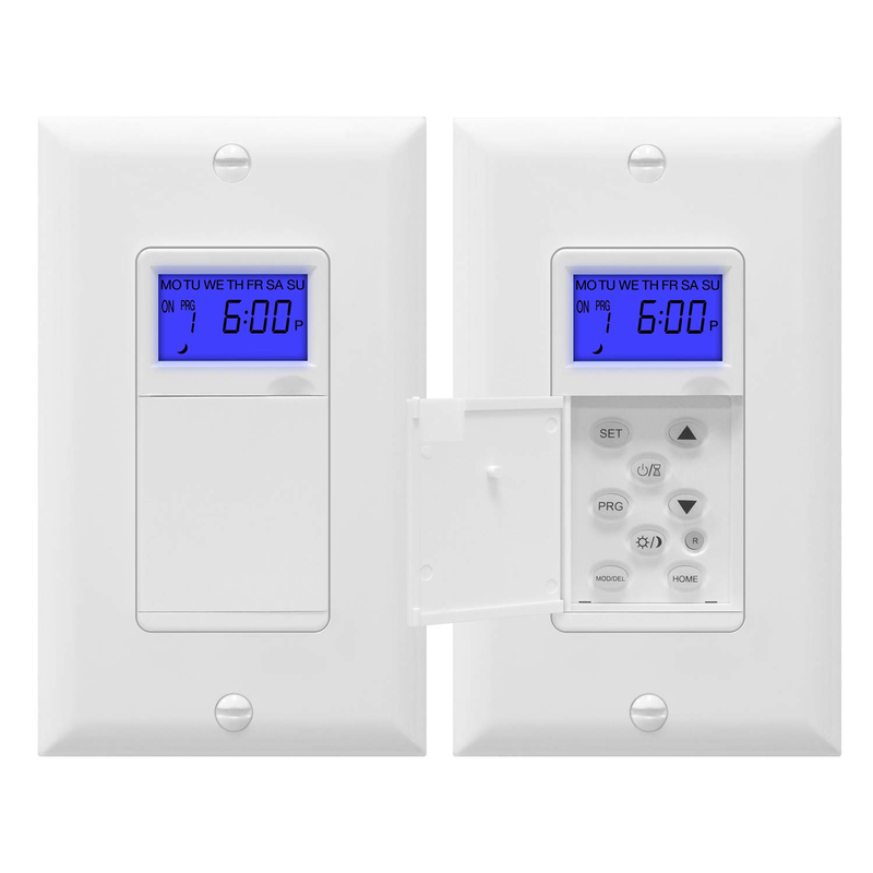 TOPGREENER Digital Astronomic Timer Switch, 7-Day in Wall Programmable Sunrise Sunset timer for Lights, Fans, and Motors, Single-Pole or 3-Way, Neutral Wire Required, UL Listed, TGT01-H, White Home & Garden > Lighting Accessories > Lighting Timers TOPGREENER White 2 standard