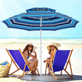 ROWHY 2 Tiers 7.5’ Beach Umbrella with Sand Anchor & Push Button Tilt Pole Portable for Heavy Duty Wind UV 50+ Sunshade Umbrella with Carry Bag for Patio Outdoor Umbrella(Red-Orange Stripe) Home & Garden > Lawn & Garden > Outdoor Living > Outdoor Umbrella & Sunshade Accessories ROWHY Blue and white  