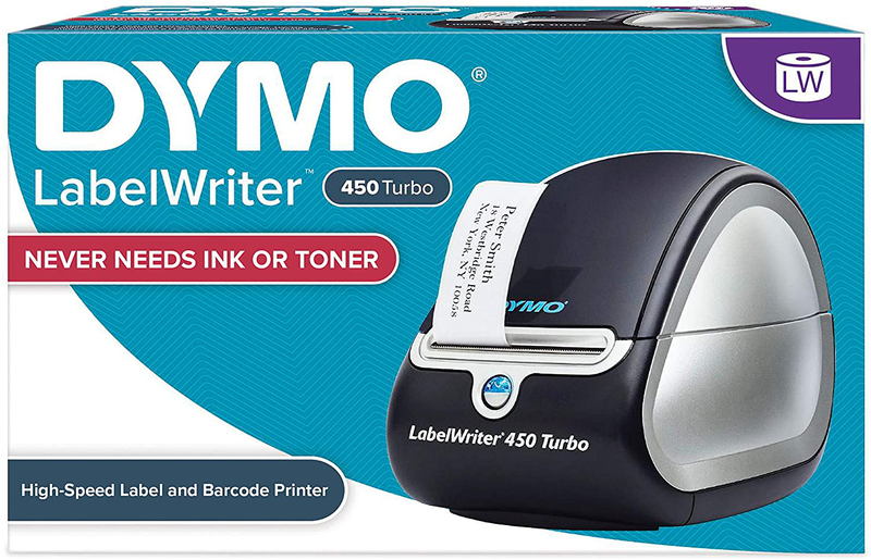 DYMO Label Printer | LabelWriter 450 Turbo Direct Thermal Label Printer, Fast Printing, Great for Labeling, Filing, Shipping, Mailing, Barcodes and More, Home & Office Organization Electronics > Print, Copy, Scan & Fax > Printer, Copier & Fax Machine Accessories DYMO 450 Turbo Machine  