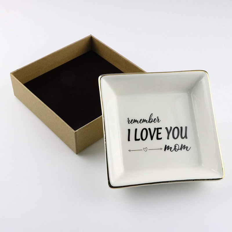 JoycuFF Gifts for Mom Ring Trinket Dish Decorative Mama Jewelry Tray Unique Presents for Birthday Mother's Day Thanksgiving Day Christmas Cute Home Decor Home & Garden > Decor > Decorative Trays Hongyang   