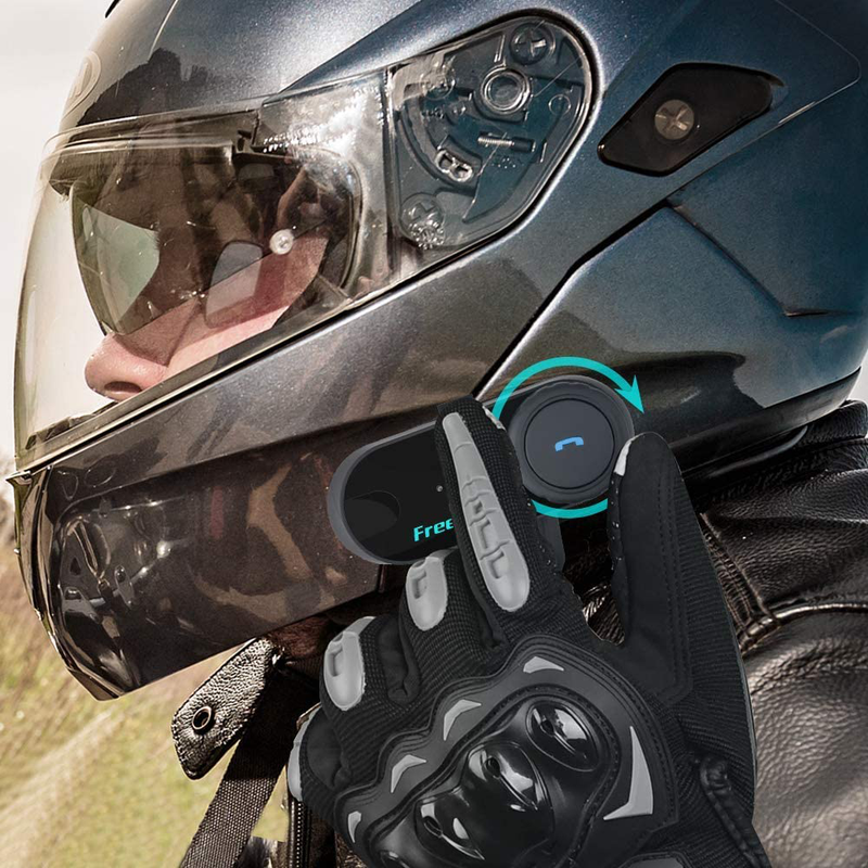 Motorcycle Communication System,FreedConn T-COMVB Helmet Bluetooth Headset Intercom for Motorbike Skiing (Pack of 2/Range-800meters/2-3Riders Pairing/Black)  FreedConn   