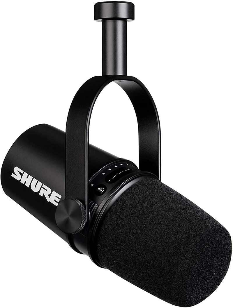 Shure MV7 USB Podcast Microphone for Podcasting, Recording, Live Streaming & Gaming, Built-In Headphone Output, All Metal USB/XLR Dynamic Mic, Voice-Isolating Technology, TeamSpeak Certified - Silver Electronics > Audio > Audio Components > Microphones Shure MV7 Black  