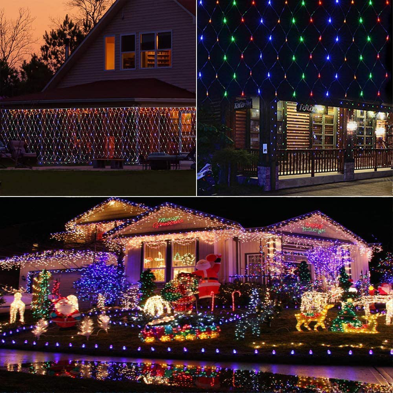 Colorful LED Net Lights Christmas Day Decoration Fairy String Christmas Light Mesh Home & Garden > Decor > Seasonal & Holiday Decorations YIZHOUER   