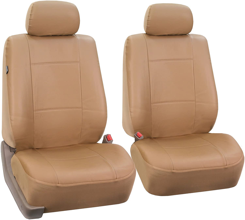 FH-PU001114 PU Leather Car Seat Covers Solid Tan color Vehicles & Parts > Vehicle Parts & Accessories > Motor Vehicle Parts > Motor Vehicle Seating ‎FH Group Solid Tan Front Set Front Bucket Set 
