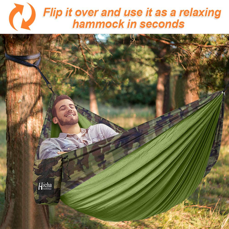 Hieha Double Camping Hammock with Mosquito Net, Portable Nylon Hiking Hammocks for Trees, Travel Outdoor Gear Camping Essential Hammock for 2 Adults Sporting Goods > Outdoor Recreation > Camping & Hiking > Mosquito Nets & Insect Screens Hieha   