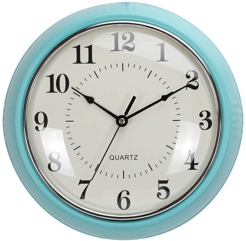 LONBUYS Retro Wall Clock 9.8 Inch Cyan Kitchen The '50 s Vintage Design Round Silent Non Ticking Battery Operated Quality Quartz Clock(Cyan) Home & Garden > Decor > Clocks > Wall Clocks LONBUYS Cyan  