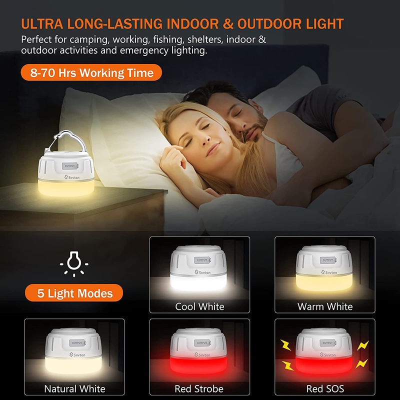 Siivton Camping Lights, Rechargeable Camping Lantern with Remote & Power Bank 6400Mah, LED Tent Light Ultra Bright for Camping, Hurricane Emergency Kits Sporting Goods > Outdoor Recreation > Camping & Hiking > Tent Accessories Siivton   