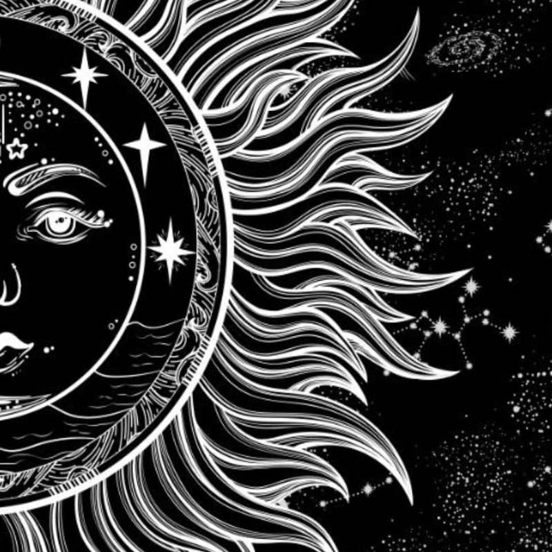 Sun and Moon Tapestry Psychedelic Burning Sun with Stars Wall Tapestry Black and White Celestial Tapestry Mystic Fractal Faces Tapestry Wall Hanging for Bedroom(Medium,Sun Moon) Home & Garden > Decor > Artwork > Decorative Tapestries Amonercvita   
