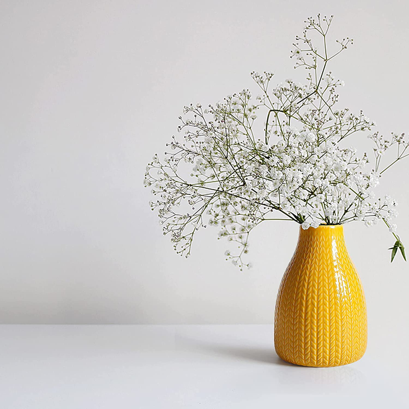 Flower Vase Set of 3, Decorative Ceramic Vase for Decor Home Living Room Office Parties Wedding, Yellow Home & Garden > Decor > Vases Pumxi   