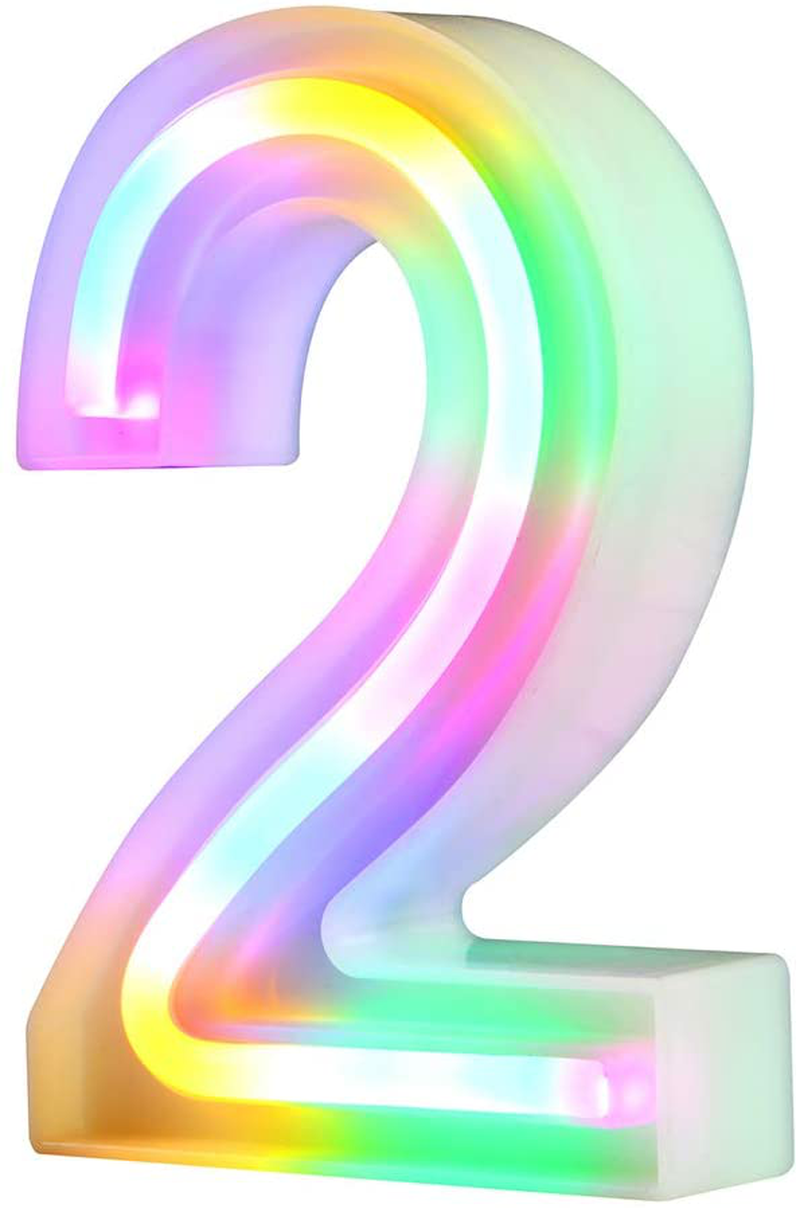 Neon Letter Lights 26 Alphabet Letter Bar Sign Letter Signs for Wedding Christmas Birthday Partty Supplies,USB/Battery Powered Light Up Letters for Home Decoration-Colourful J Home & Garden > Decor > Seasonal & Holiday Decorations& Garden > Decor > Seasonal & Holiday Decorations WARMTHOU Number-2  
