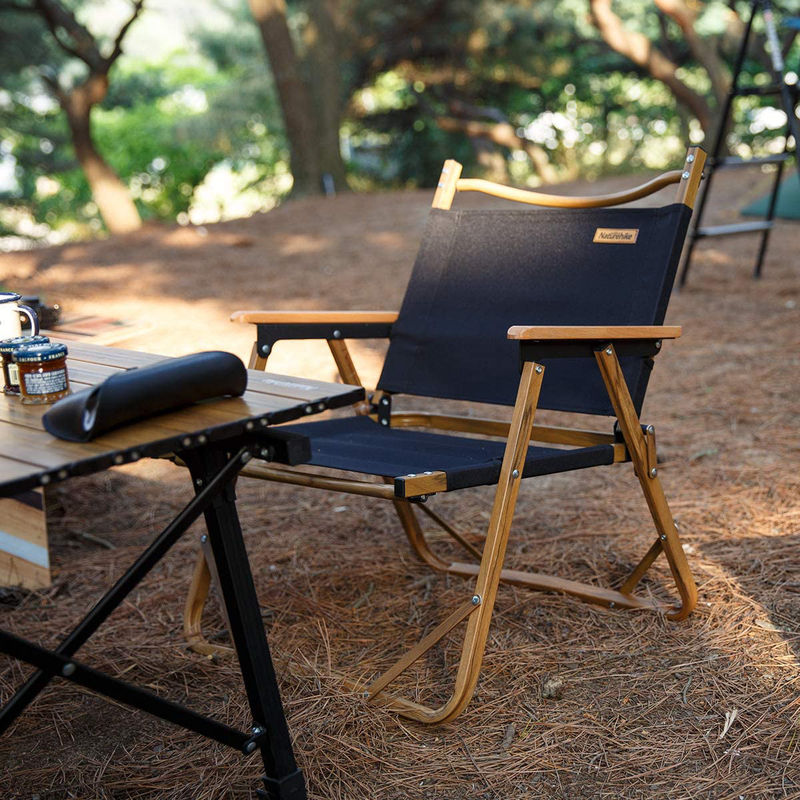 Naturehike Outdoor Furniture Wood Grain Aluminum Portable Folding Camping Chair (Black, Regular) Sporting Goods > Outdoor Recreation > Camping & Hiking > Camp Furniture Naturehike   