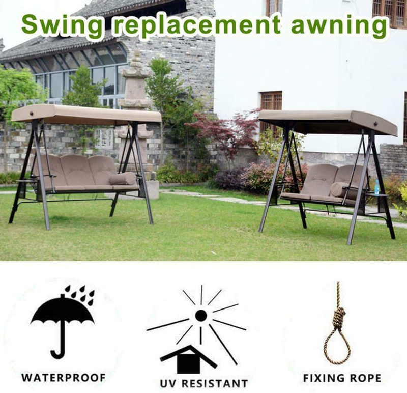 Outdoor Swing Canopy Replacement Waterproof Top Cover for Swing 2 & 3 Seater Garden Swing Top UV Block Sun Shade Patio Swing Hammock Roof (Only Swing Ceiling Cover) Home & Garden > Lawn & Garden > Outdoor Living > Porch Swings ANER   