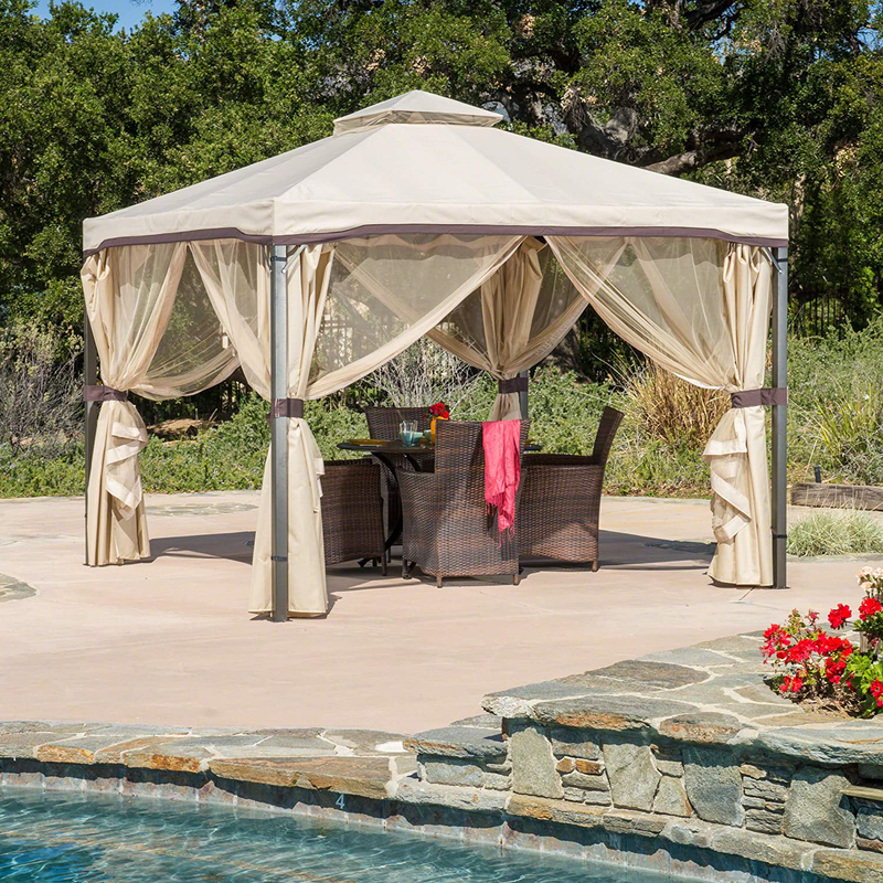 Christopher Knight Home CKH Outdoor Gazebo Canopy with Net Drapery, Beige Home & Garden > Lawn & Garden > Outdoor Living > Outdoor Structures > Canopies & Gazebos Christopher Knight Home   