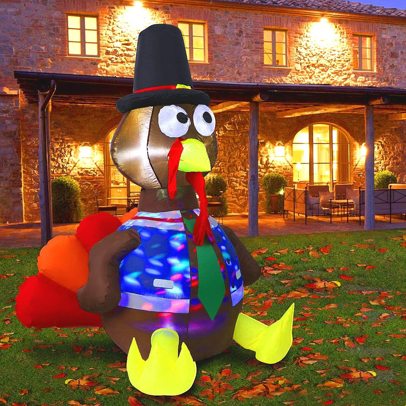 MAOYUE 6ft Inflatable Turkey Thanksgiving Inflatable Outdoor Decorations Blow up Turkey Built-in Rotating LED Colorful Lights with Tethers, Stakes, Thanksgiving Decorations for Outdoor, Yard, Garden Home & Garden > Decor > Seasonal & Holiday Decorations& Garden > Decor > Seasonal & Holiday Decorations MAOYUE   