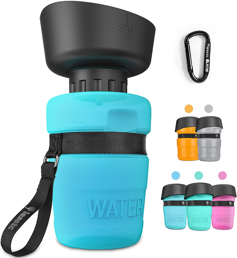 lesotc Pet Water Bottle for Dogs, Dog Water Bottle Foldable, Dog Travel Water Bottle, Dog Water Dispenser, Lightweight & Convenient for Travel BPA Free Animals & Pet Supplies > Pet Supplies > Dog Supplies lesotc Blue 18oz 