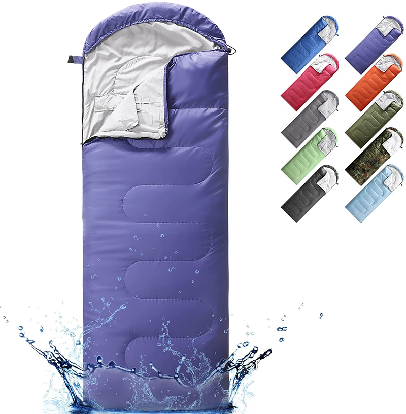 Sleeping Bags for Adults, Teens & Kids - Use for 3-4 Seasons, Warm & Cold Weather - Lightweight, Portable, Waterproof, Use for Backpacking, Hiking and Camping Sporting Goods > Outdoor Recreation > Camping & Hiking > Sleeping Bags Luffield Purple/Right Zip Single 