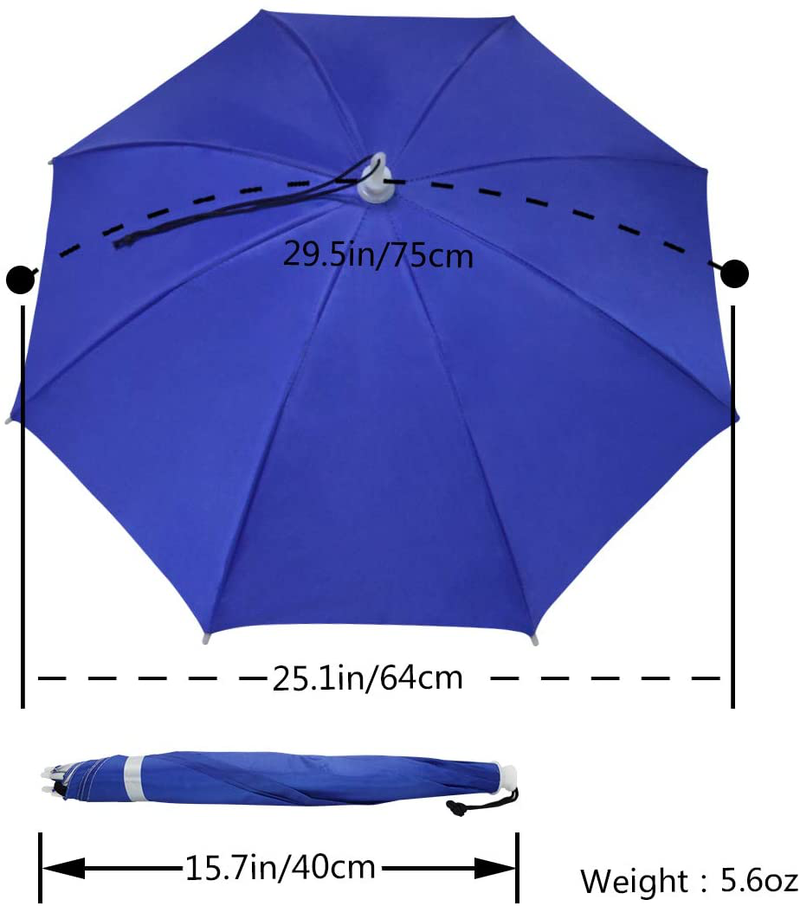 NEW-Vi Umbrella Hat, 25 inch Hands Free Umbrella Cap for Adults and Kids, Fishing Golf Gardening Sunshade Outdoor Headwear (Blue/Silver 2 Pcs) Home & Garden > Lawn & Garden > Outdoor Living > Outdoor Umbrella & Sunshade Accessories NEW-Vi   
