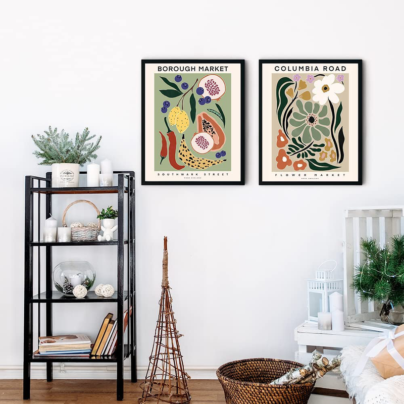 Colorful Matisse Flower Wall Art Print. Borough Market Inspired Posters, Fruits Flower Poster for the Bedroom Bathroom Hallway Nursery Office, Set of 4 (8”X10”), Unframed Home & Garden > Decor > Artwork > Posters, Prints, & Visual Artwork FALJIOK   