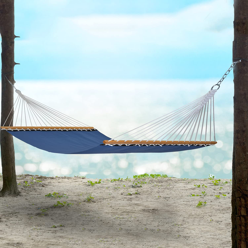 Patio Guarder 13.5FT Quick Dry Hammock Bamboo Spreader Bar Double Rope Hammock for 2 Person,Perfecf for Patio,barkyard and Outdoor,Blue Home & Garden > Lawn & Garden > Outdoor Living > Hammocks PATIOGUARDER   