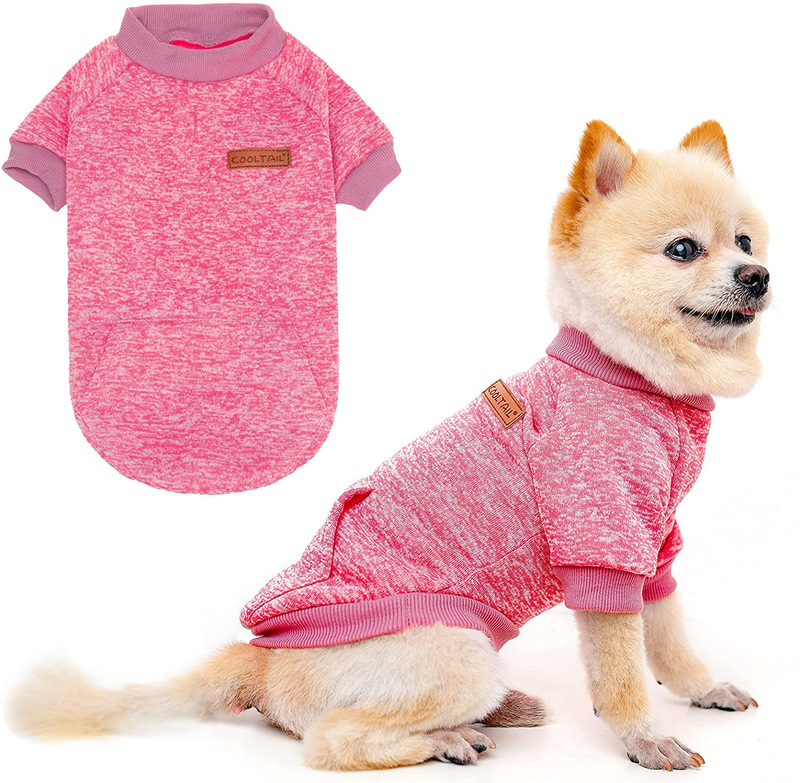 KOOLTAIL Dog Fall Winter Sweater for Small Medium Large Dogs or Cats, Soft & Warm Cold Weather Stylish Clothes, Pet Thickening Coat (XS/S/M/L, Pink/Navy/Grey) Animals & Pet Supplies > Pet Supplies > Cat Supplies > Cat Apparel KOOLTAIL Pink Small 