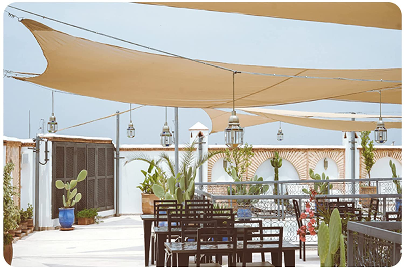 Sekey 8'×12' Sun Shade Sail Canopy HDPE Breathable Permeable Resistant Tear Durable, Perfect for Outdoor Patio Garden Yard Backyard, Sand