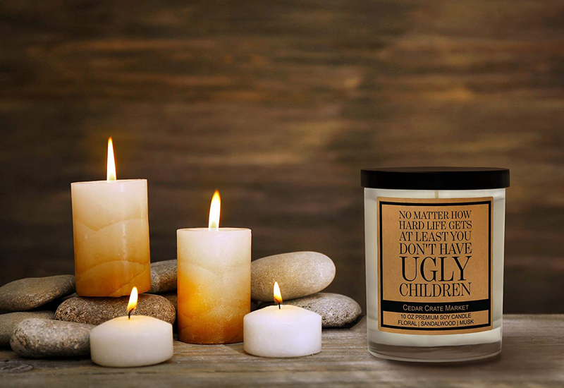 No Matter How Hard Life gets, at Least You Don't Have Ugly Children - Funny Candle Gifts for Women, Men, Funny Gift for Best Mom, Best Dad, Wish, Best Friend Candle, Sister, Funny Birthday Candles Home & Garden > Decor > Home Fragrances > Candles Cedar Crate Market   