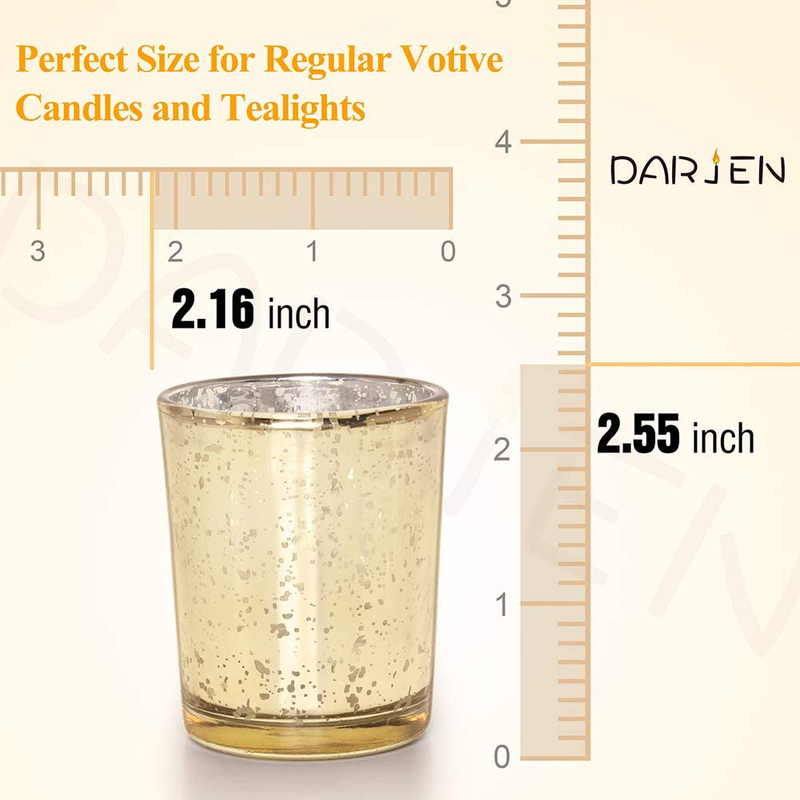 DARJEN 24Pcs Gold Votive Candle Holders for Table - Mercury Glass Votives Gold Candle Holder - Tealight Candle Holder for Wedding Centerpieces & Party Decorations Home & Garden > Decor > Home Fragrance Accessories > Candle Holders DARJEN   