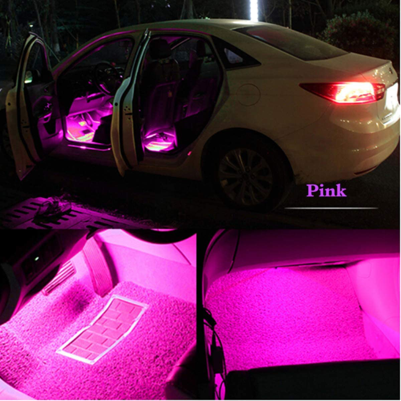 HENGJIA Auto Parts LED Car Interior Floor Decorative Atmosphere Lights Strip Waterproof Glow Neon Interior Decoration Lamp?Pink?